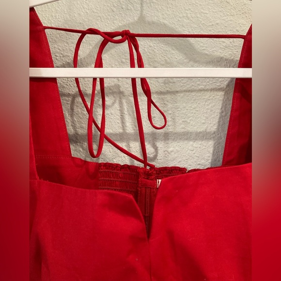 Reformation Designer Romantic Red Fiske Boho Puff Sleeve Victorian Stretch Top - Picture 9 of 14